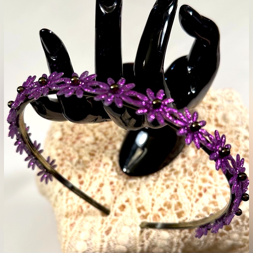 Cute Purple Floral and Brown/Black Animal Print - Two Headbands